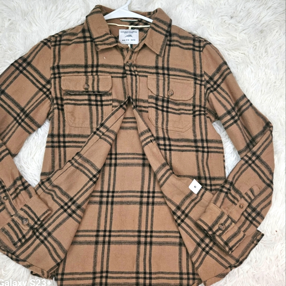 Denim & Flower Girls Flannel Top